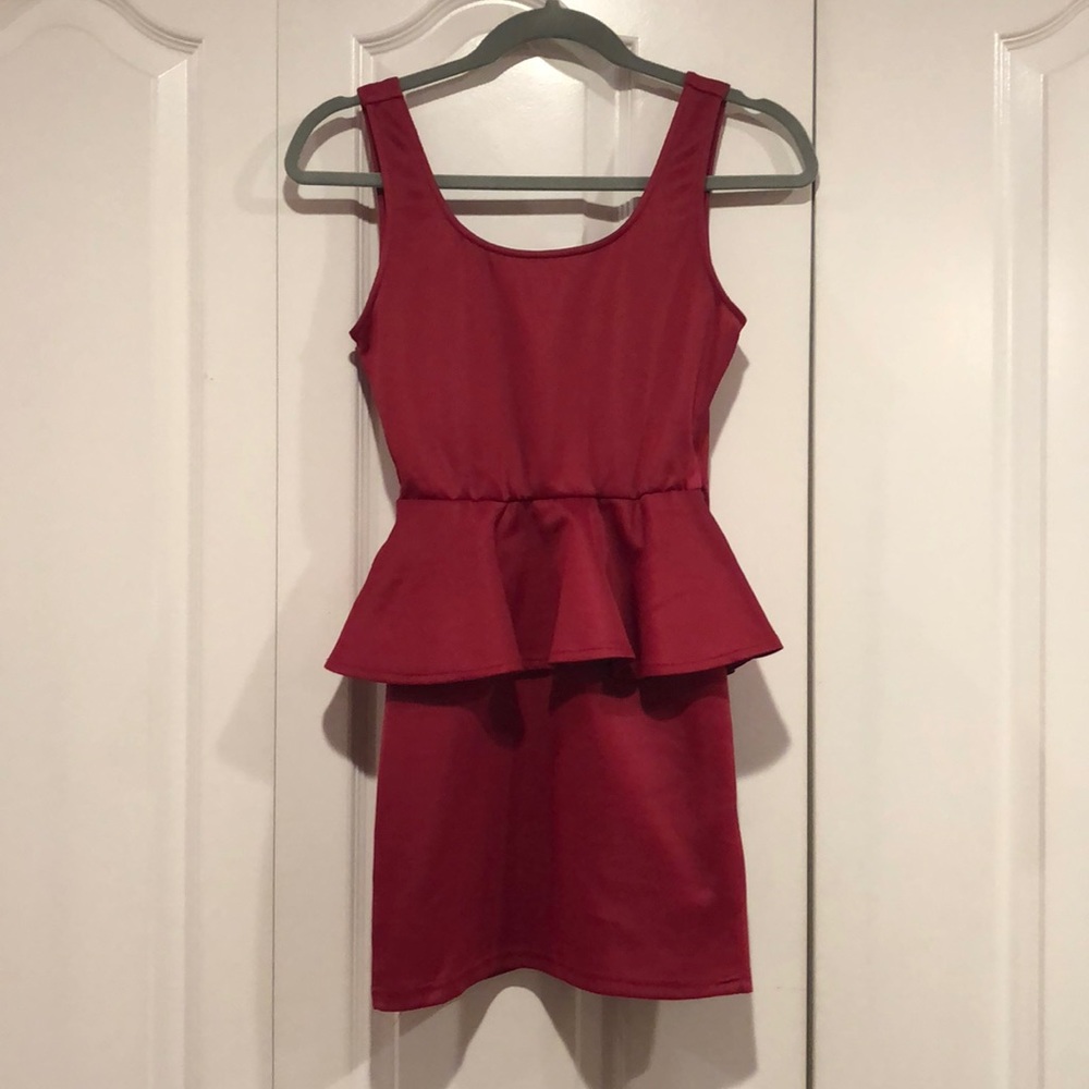 Charlotte Russe Peplum Mini Dress with V-Back Bow